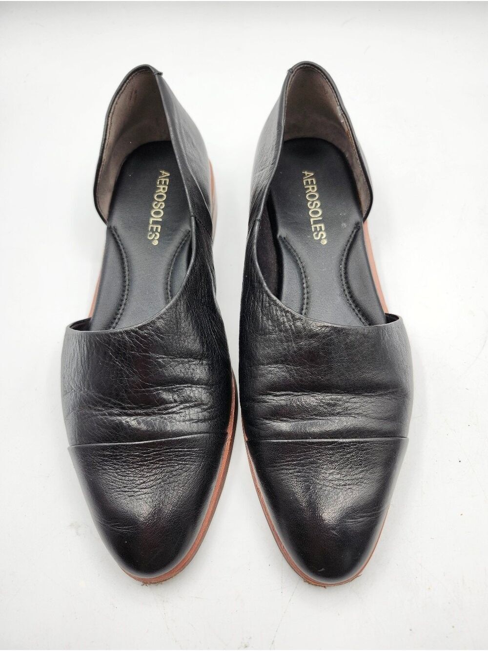Aerosoles Women's Black Leather D'Orsay Flats